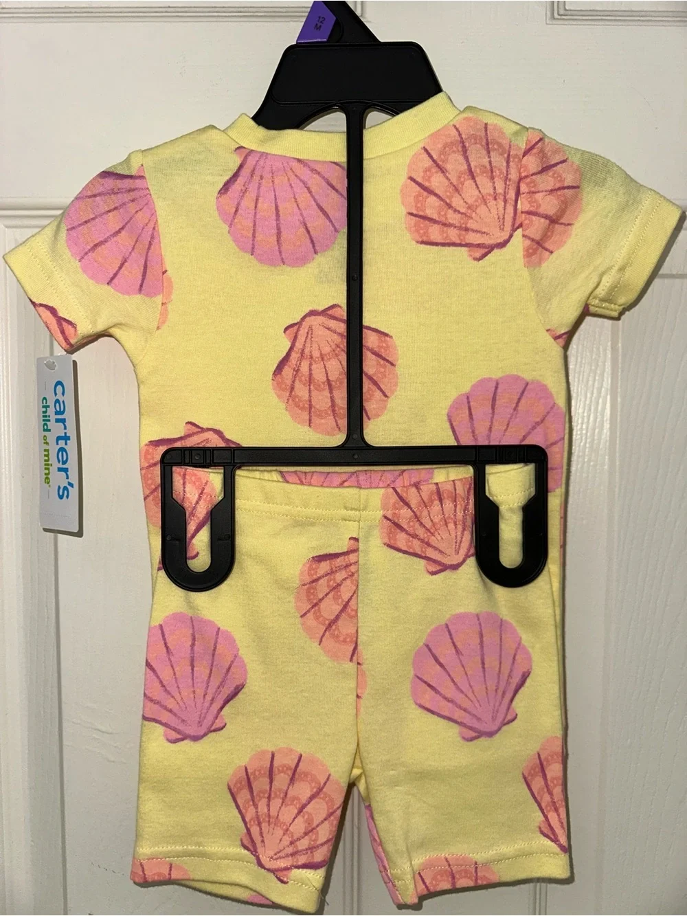 Carter's Yellow Shell-Print Toddler Pajama Set with Pink Shells